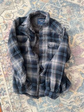 Smith's Workwear Men's Blue Plaid Flannel Button-Down Shirt